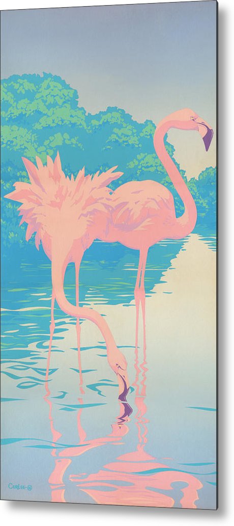 460x1032 Abstract Pink Flamingos Retro Pop Art Nouveau Tropical Bird 80s - Flamingo Painting Abstract