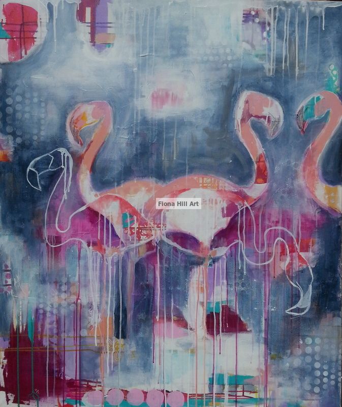 Flamingo Painting Abstract at PaintingValley.com | Explore collection ...