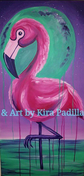 290x606 Flamingo In The Byob Painting Class Surreal Rabbit - Flamingo Painting Acrylic