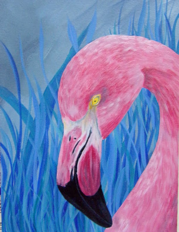 612x792 How To Paint A Blue Grass Pink Flamingo In Acrylics Beginners - Flamingo Painting Acrylic