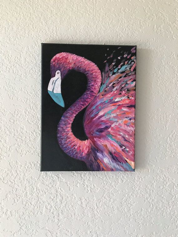 570x760 Original Flamingo Acrylic Painting, Flamingo Art, Home Decor Art - Flamingo Painting Acrylic
