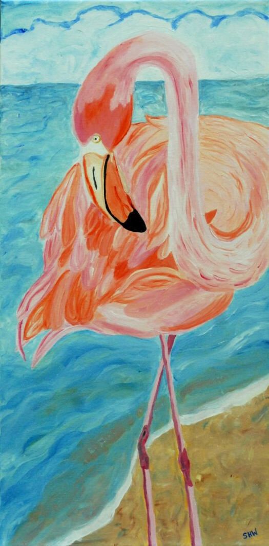 525x1062 Pin By Sharon Hix Alkek Mayer On Art Flamingos - Flamingo Painting Acrylic