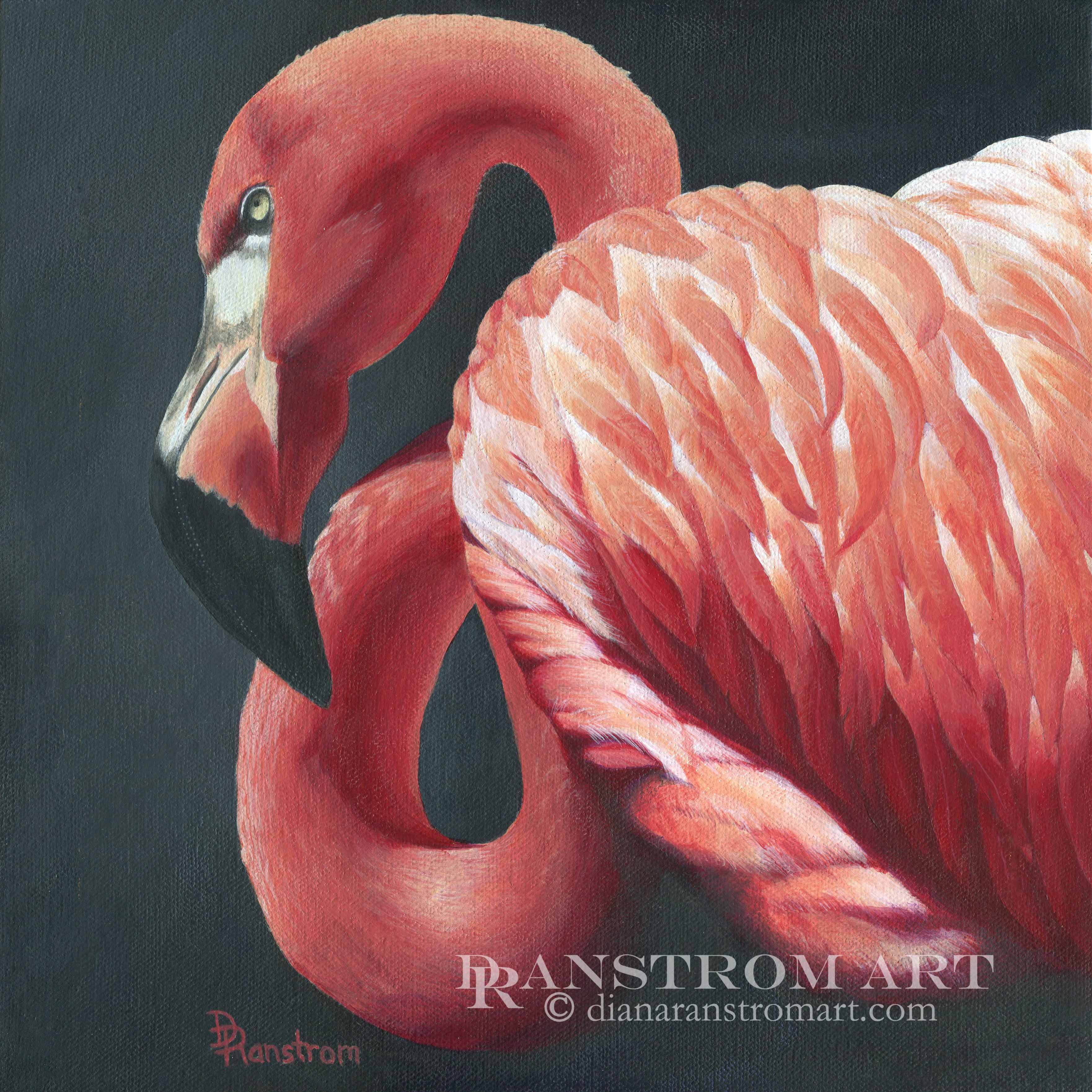 3524x3524 Pink Flamingo, Original Acrylic Painting - Flamingo Painting Acrylic
