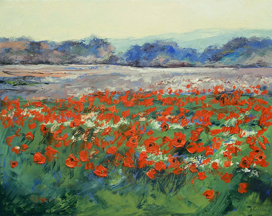 900x714 Poppies In Flanders Fields Painting By Michael Creese - Flanders Field Painting