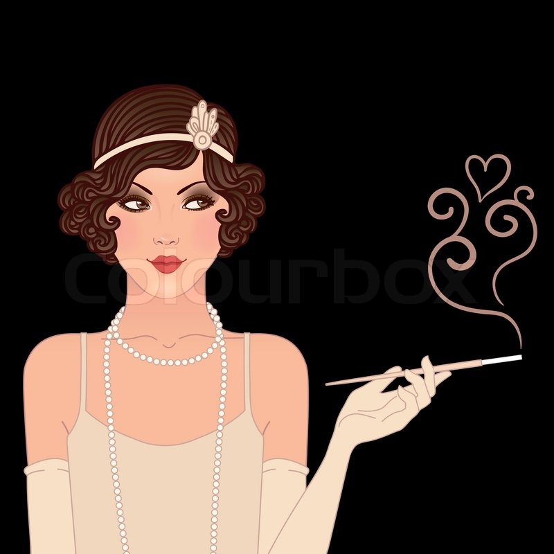 800x800 Flapper Girls Set Young Beautiful Woman Of 1920s. Vintage Style - Flapper Girl Painting