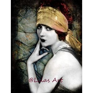 300x300 Vintage Style Art Barbara Lamarr Flapper Girl Silent Movie Star - Flapper Girl Painting