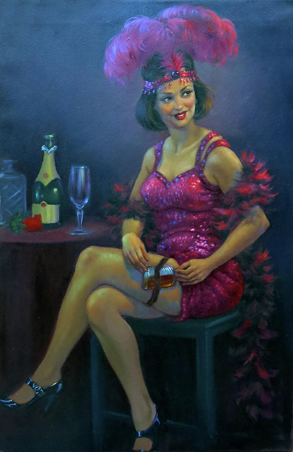 584x900 Flapper At The Speakeasy Painting By Johanna Girard - Flapper Painting