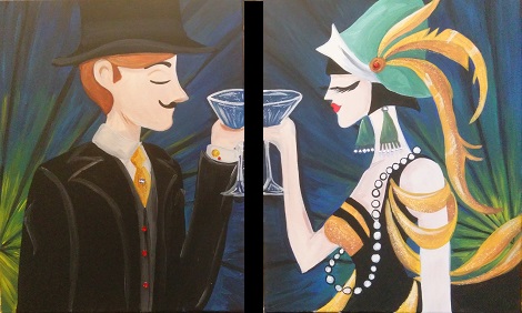 470x282 Flapper Girl And Dapper Gent - Flapper Painting