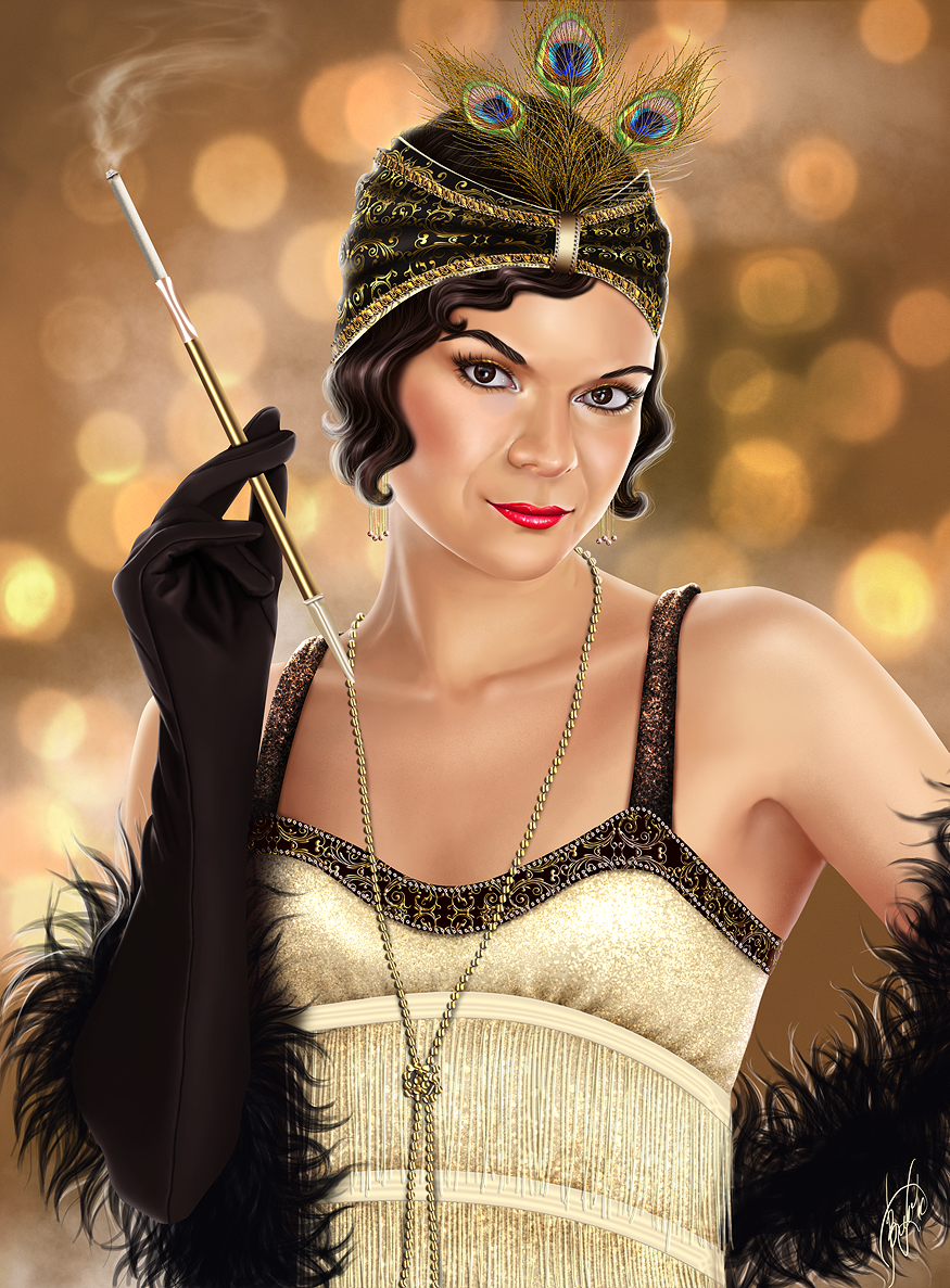 875x1187 1920's Flapper By Inna Vjuzhanina - Flapper Painting