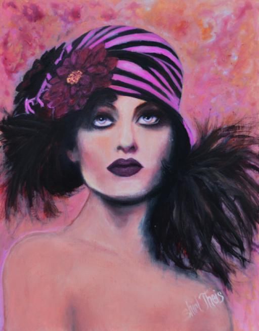 512x655 This Painting Of A 1920s Flapper Girl Is Still Available For Sale - Flapper Painting