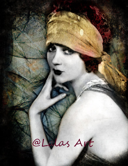 435x567 Vintage Style Art Barbara Lamarr Flapper Girl Silent Movie - Flapper Painting