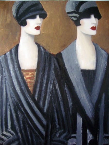 450x600 Art Deco Fashion,1920's Paintings, Art Deco Paintingsof Women - Flapper Painting