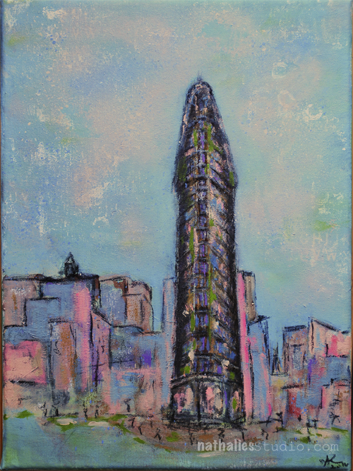 500x667 New Mixed Media Painting Flat Iron Building Nstudio - Flatiron Building Painting