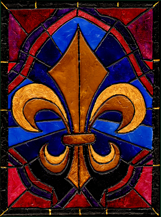 520x700 Stained Glass Fleur De Lis Painting By Elaine Hodges - Fleur De Lis Painting