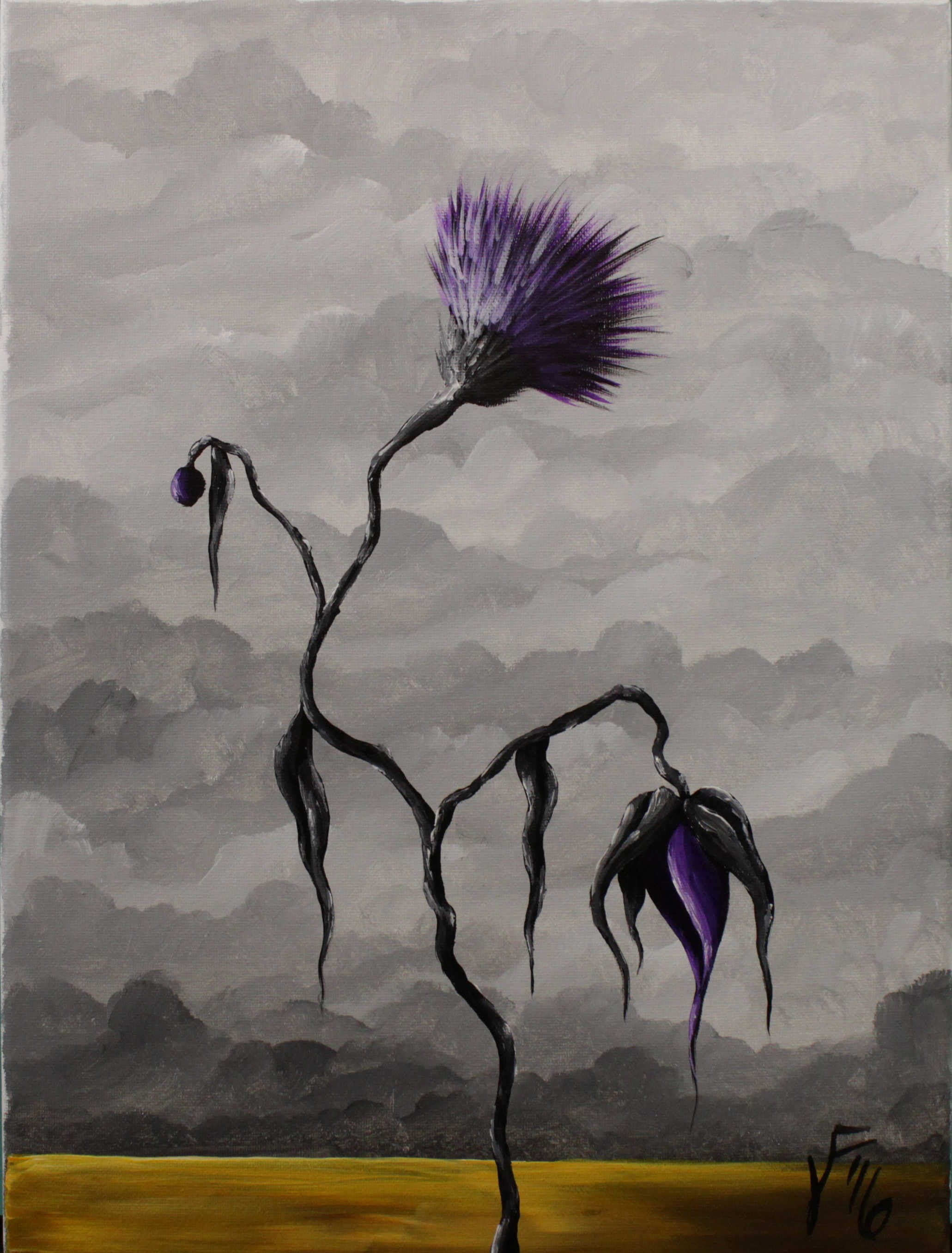 2061x2713 La Fleur Noire Step By Step Acrylic Painting On Canvas - Fleur Painting