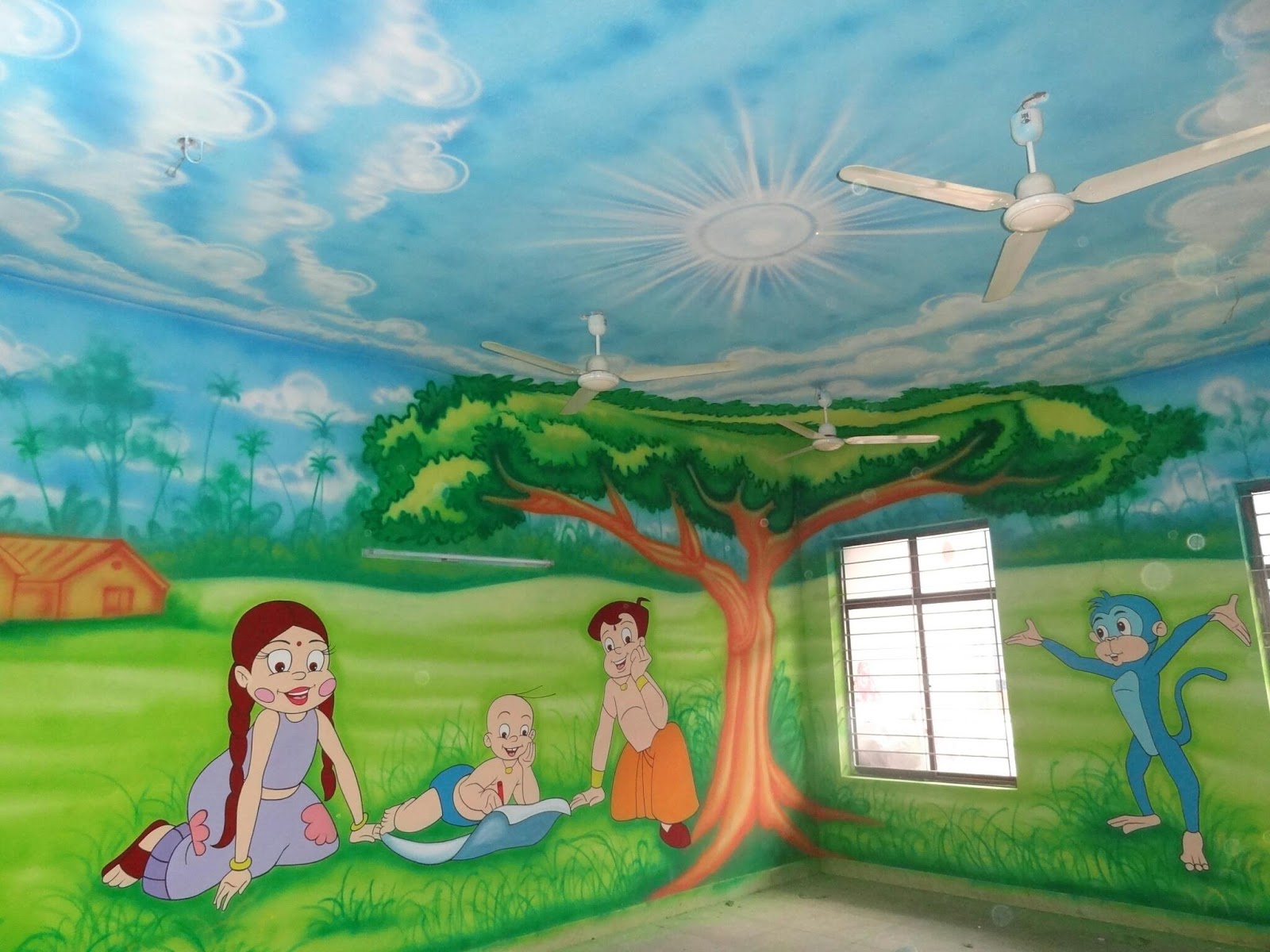 1600x1200 Play School Wall Painting Amp Gadapa Muggu Designs By Venkat Arts - Flex Painting