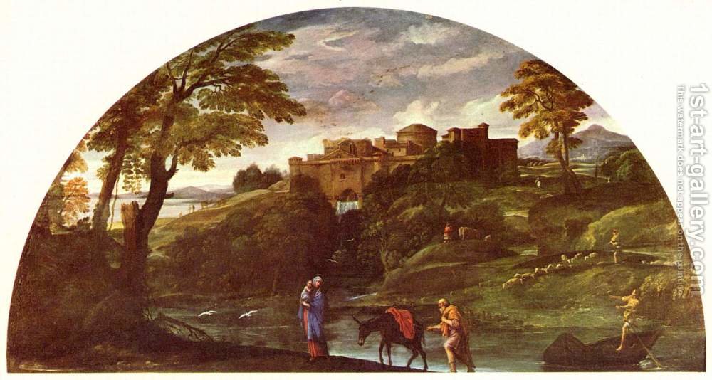 1000x534 Landscape With The Flight Into Egypt Annibale Carracci - Flight Into Egypt Painting