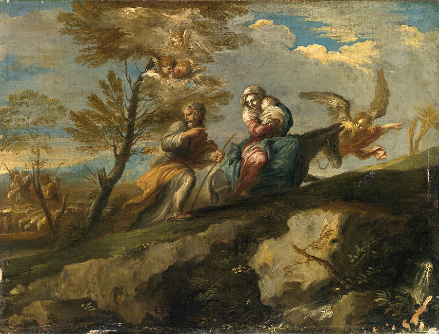 900x686 The Flight Into Egypt Painting By Giovanni Battista Ranieri Del Pace - Flight Into Egypt Painting