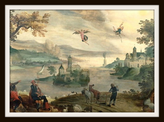 666x497 Myth. Symbolism - Flight Of Icarus Painting