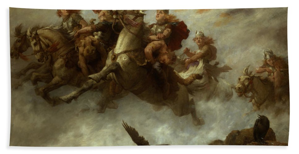 967x500 The Ride Of The Valkyries Hand Towel For Sale By William T Maud - Flight Of The Valkyries Painting