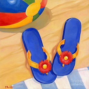 300x300 Flip Flops Paintings Fine Art America - Flip Flop Canvas Painting