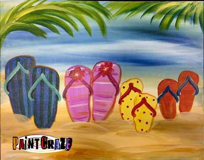 400x315 Kid Friendly Flip Flop Family, Paint Craze Park Road Location - Flip Flop Canvas Painting