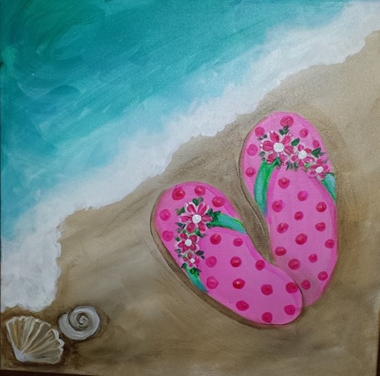 Flip Flop Canvas Painting at PaintingValley.com | Explore collection of ...