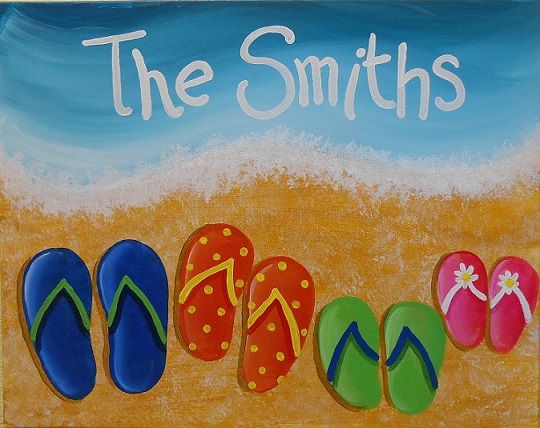 540x428 Personalized Family Flip Flop - Flip Flop Canvas Painting