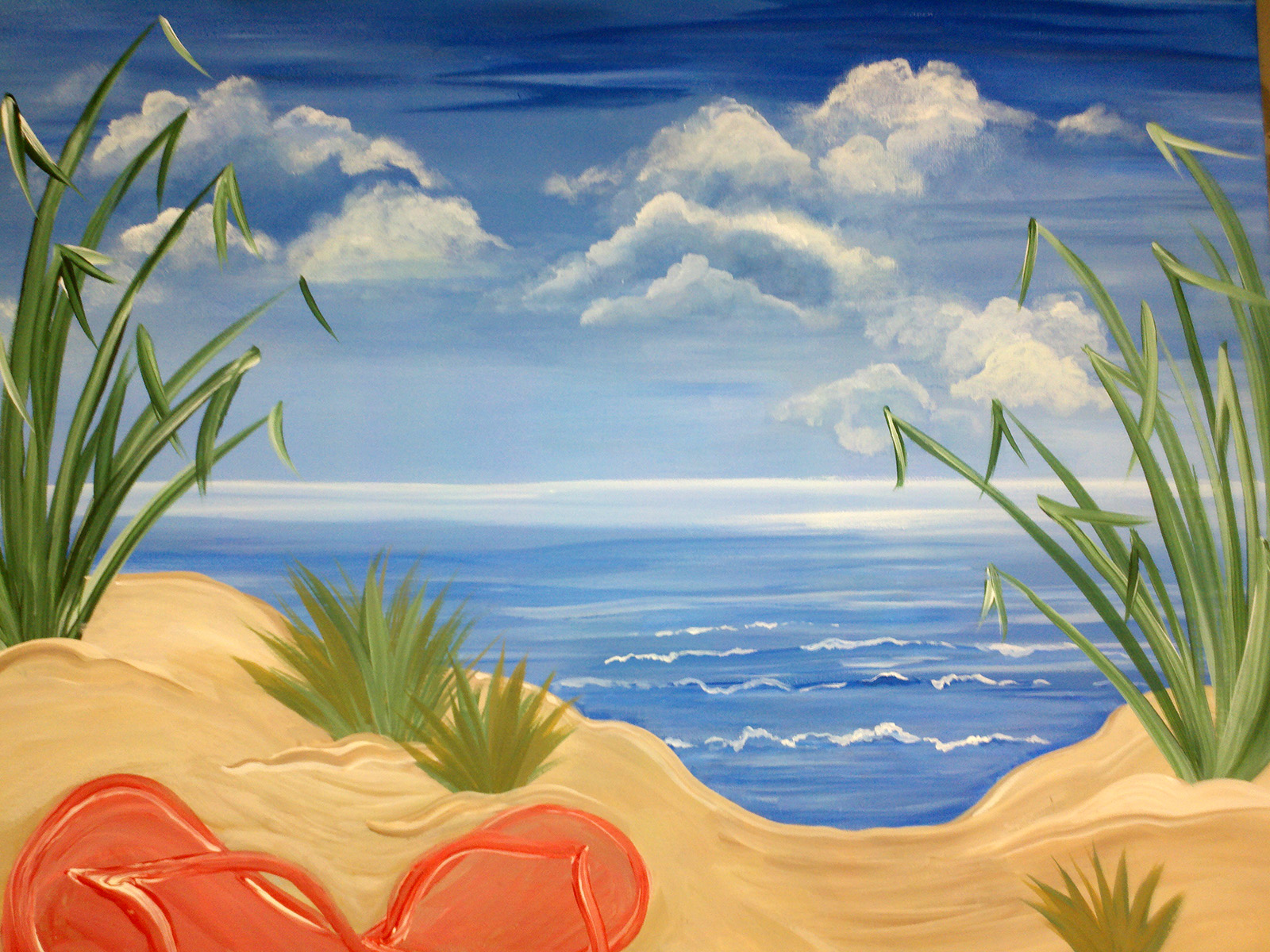 1600x1200 Sip Amp Paint Fundraiser For Relay For Life Flip Flops On The Beach - Flip Flop Canvas Painting