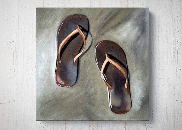 700x500 Flip Flops On The Beach - Flip Flop Canvas Painting