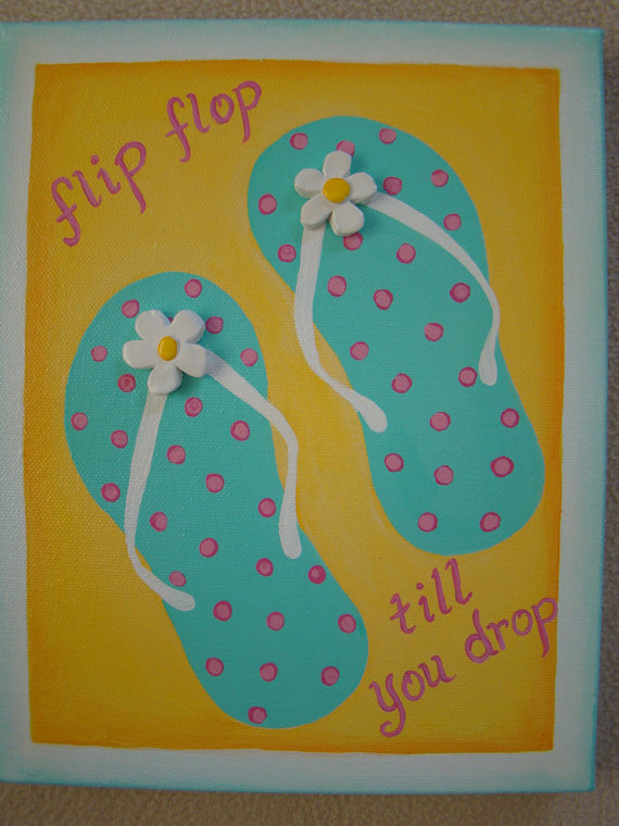 570x760 Items Similar To Flip Flop Painting, Original 8 X 10 On Etsy - Flip Flop Painting