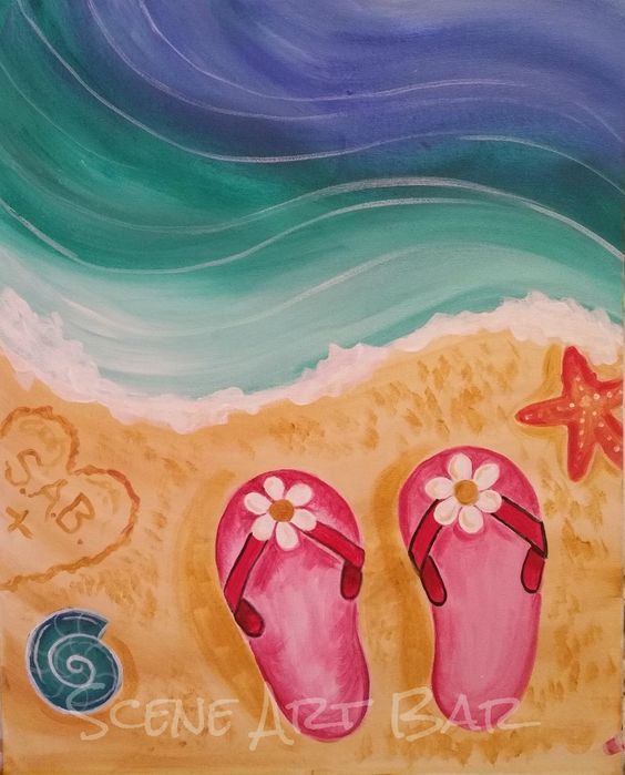564x699 Step By Step Beginners Acrylic Painting Flip Flops In The Sand - Flip Flop Painting
