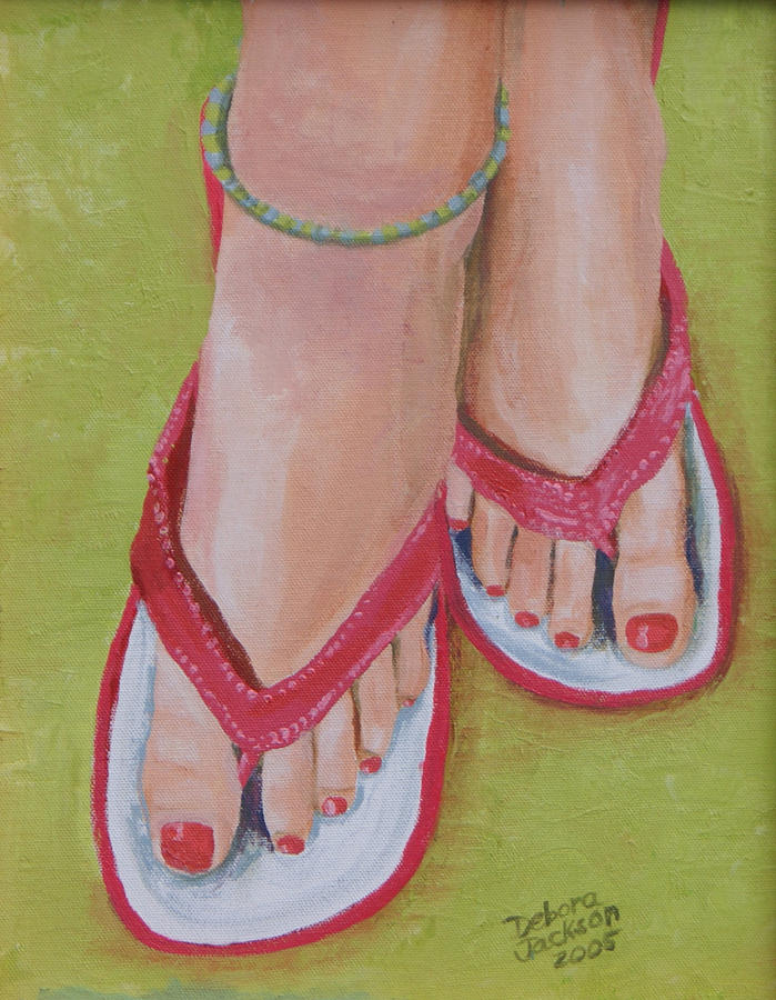 699x900 Flip Flop Fun Painting By Debora Baxter Jackson - Flip Flop Painting