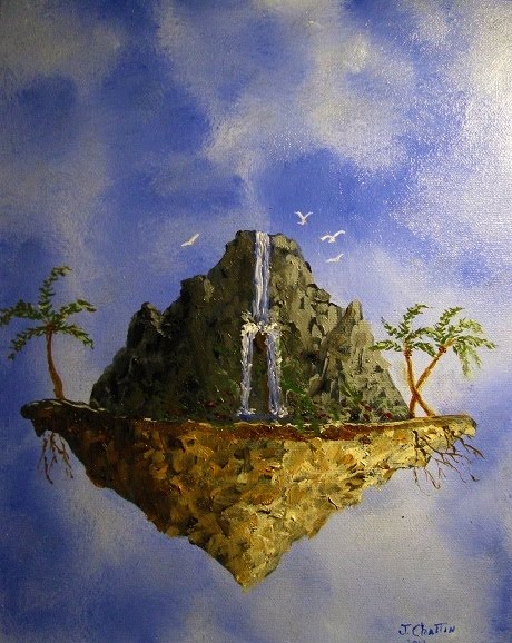 460x578 Floating Island In The Sky Painting - Floating Island Painting