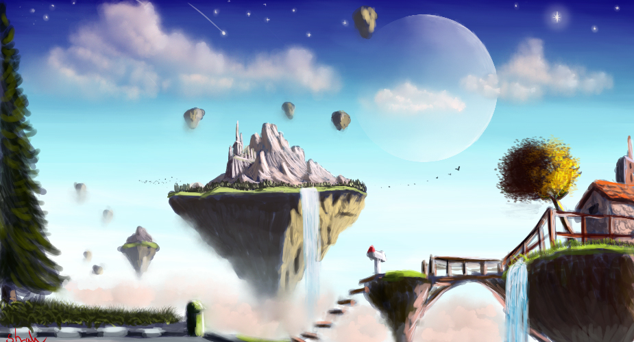 925x500 Speed Painting - Floating Island Painting