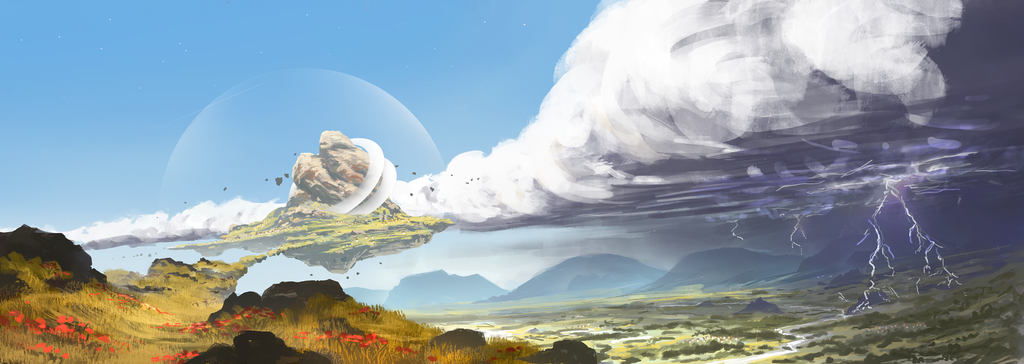 1024x364 Island 494809835 - Floating Island Painting