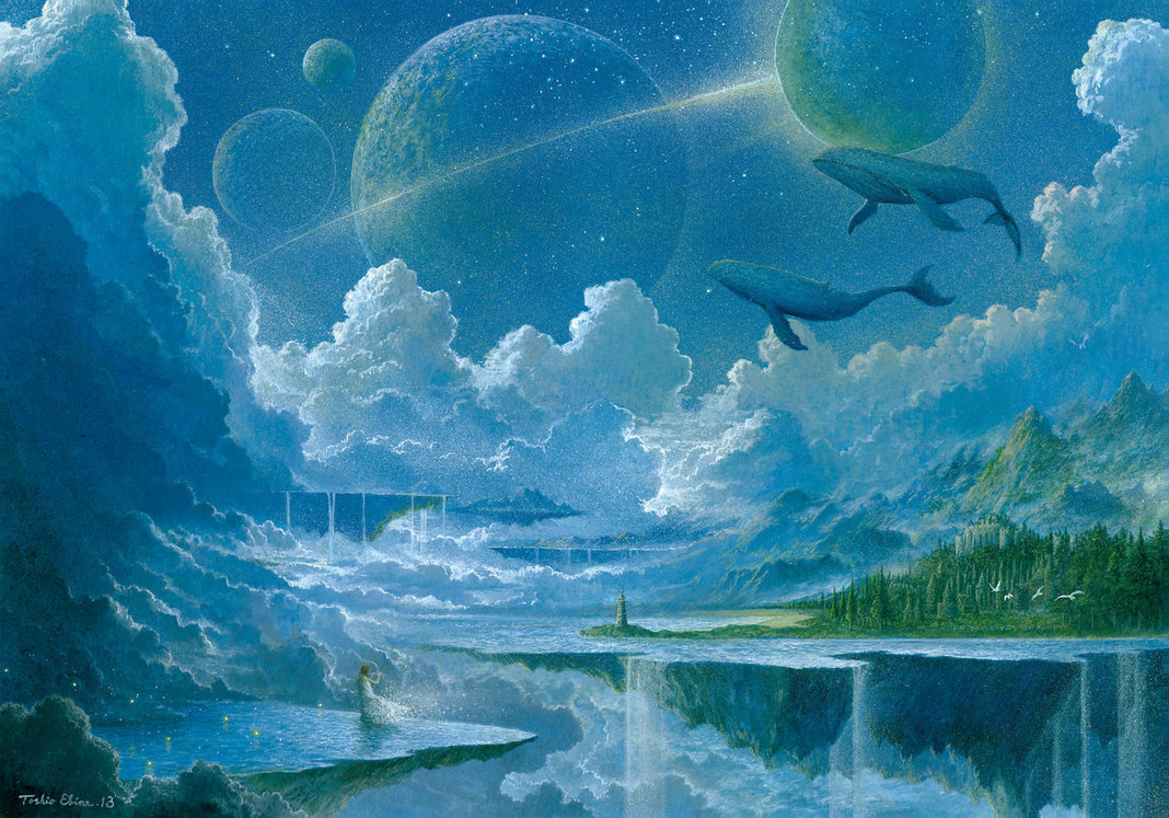 1068x747 Floating Island By Ebineyland - Floating Island Painting