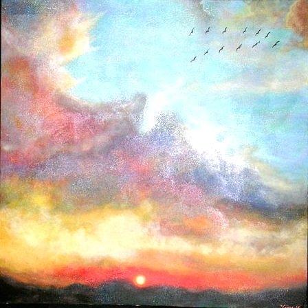 448x448 Flock Of Birds Hurrying Towards Heaven Painting By Marie Line Vasseur - Flock Of Birds Painting