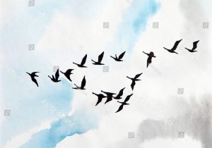 300x210 Flock Of Birds Painting - Flock Of Birds Painting