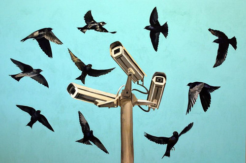 500x331 Nature And The Man Made Art By Belinda Harrow - Flock Of Birds Painting