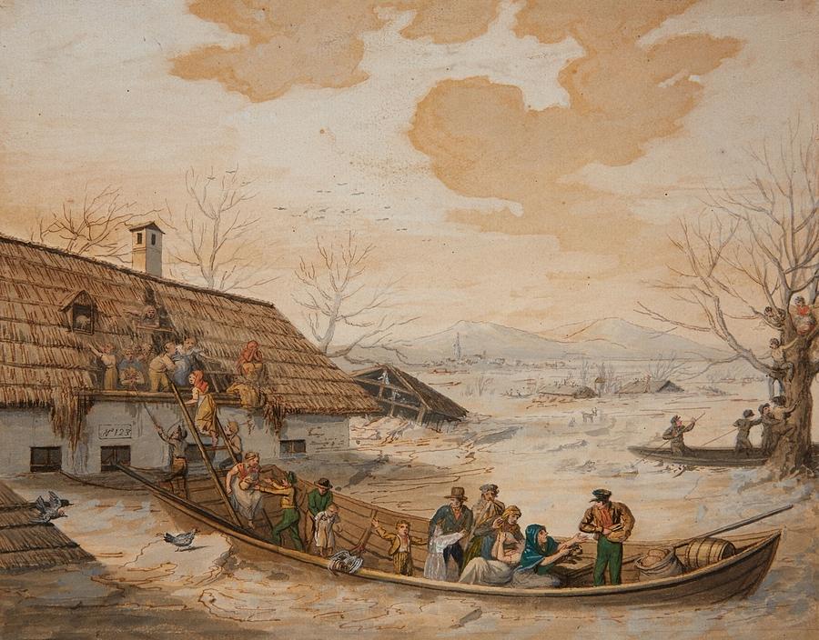 900x704 Rescue During A Flood Painting By Motionage Designs - Flood Painting