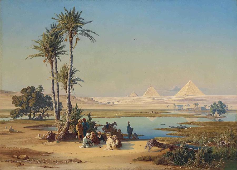 900x646 The Flood Plain Of The Nile Painting By Johann Jakob - Flood Plain Painting