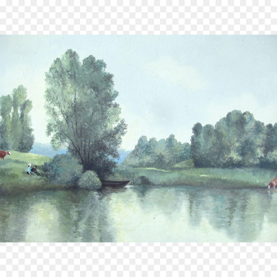900x900 Watercolor Painting Bayou Pond Floodplain - Flood Plain Painting