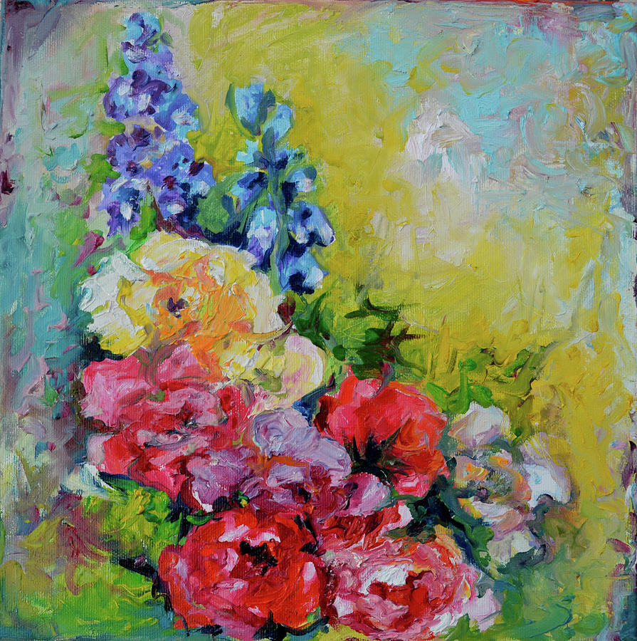 895x900 Flowers Bouquet - Floral Oil Painting