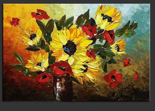 500x360 Knife Floral Oil Painting Decorations Canvas Art (Gift Oil - Floral Oil Painting