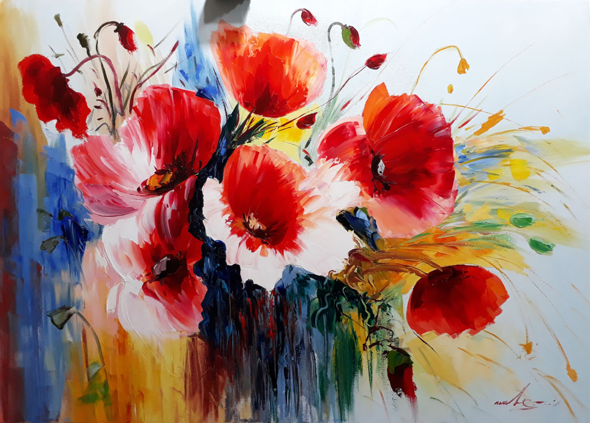 1200x860 Red Poppies(100x70cm, Oil Painting, Flowers) (Andranik Harutyunyan) - Floral Oil Painting