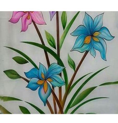 453x473 Floral Glass Painting - Floral Painting