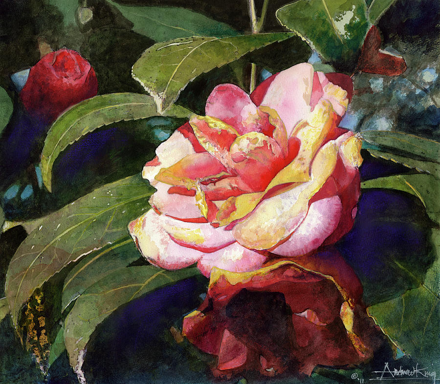 900x786 Karma Camellia Painting By Andrew King - Floral Painting