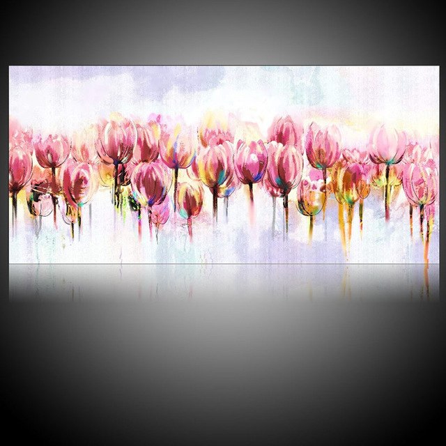 640x640 Modern Home Decor Wall Art Pink Flower Oil Painting Tulip Floral - Floral Painting