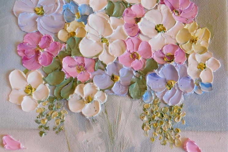 745x497 Oil Impasto Painting, Vintage Flowers Floral Painting Kenzie'S - Floral Painting